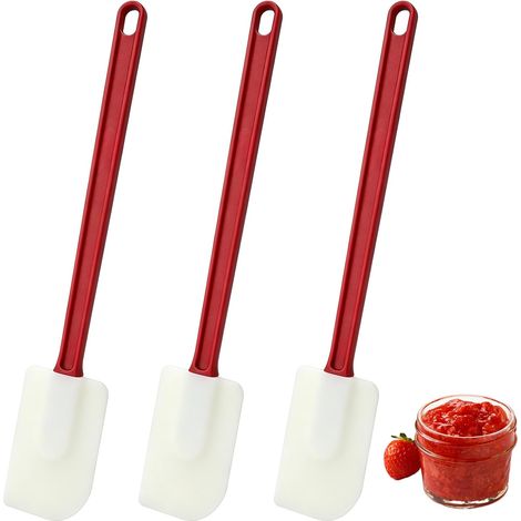 Ensemble de 3 spatules en silicone, 25,5 x 5 cm - Spatules en silicone durables et résistantes à la chaleur pour étaler la confiture et le beurre et gratter la pâte. (1/5)