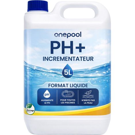 Augmenteur de pH pour piscines 5 litres  Régulateur de pH, élévateur pH + pour piscines et spas, Augmente Le pH de l'eau, Entretien Facile, Augmente Le pH de la Piscine (1/5)