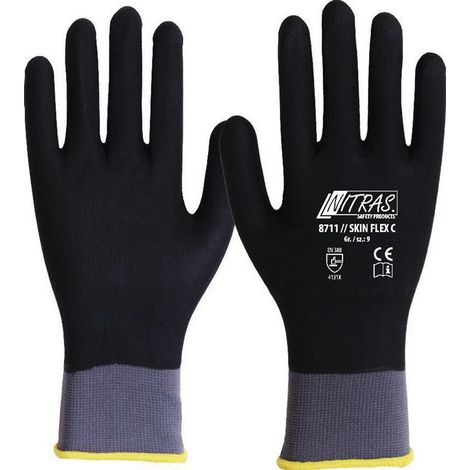 Guanti SKIN FLEX C taglia 8 grigio/nero EN 388 II maglia con rivestimento NITRAS (Per 12)
