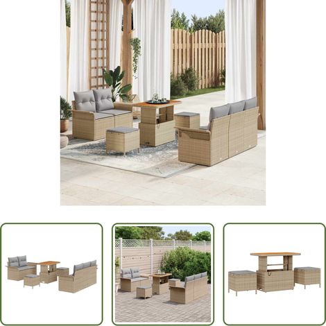 Gartenmöbel -  Garten-Sofa-Set mit Kissen mit Kissen 8 pcs Beige und Hellgrau (1/5)