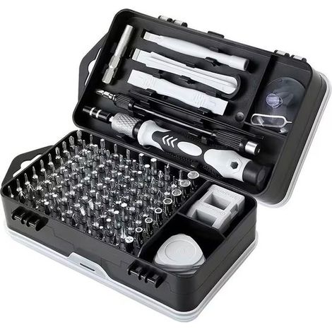 Set di cacciaviti magnetici di precisione multifunzionale 115 in 1 tipo A, set di cacciaviti manuali per la manutenzione di computer, PC e dispositivi mobili (nero-C) (1/2)