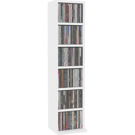 Meuble CD Blanc 21x20x88 cm en Bois d'Ingénierie, Rangement Disques Compact et Élégant (1/5)