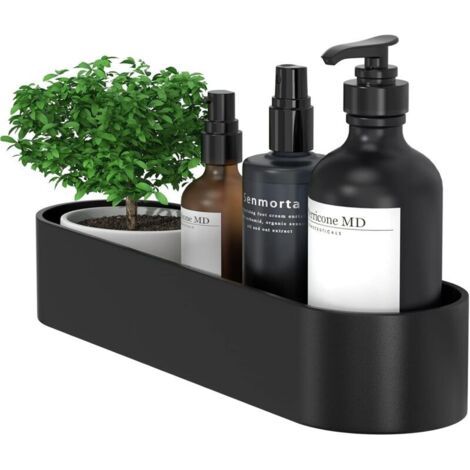 Étagère de douche auto-adhésive sans perçage, aluminium finition mate, organisation salle de bain (1/4)