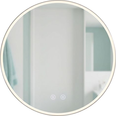 Specchio da bagno Relaxdays, LED dimmerabile, 3 modalità luce, antiappannamento, IP44, rotondo Ø 60 cm, vetro (1/5)