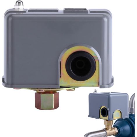 Commutateur de pression de pompe, 110V/230 V Interrupteur de contrôle de pression réglable Contrôleur Pressostat De Pompe à Eau tige à double ressort 0,8-5,0 bar pour pompes à eau auto amorçantes (1/5)