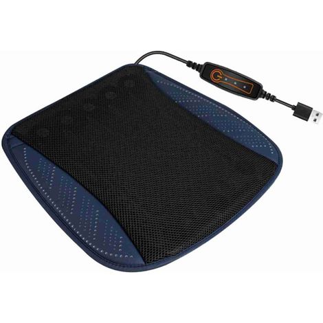Ventilated seat cushion with USB port, breathable summer cooling cushion for all car seats, home and office chairs, navy blue (1/5)