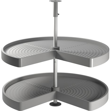 Emuca Set di piatti girevoli 3/4 Shelvo, per modulo da 800 mm, Tecnoplastica e Alluminio, Grigia