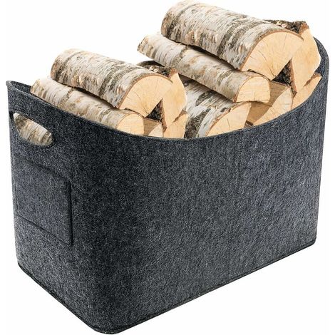 Foldable Felt Basket, Large Capacity Basket for Storing Fireplace Logs, Groceries, Newspapers, Toys Shopping(53 x 30 x 40cm) (1/5)