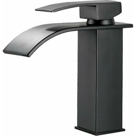 VURAHOME - Mitigeur de lavabo Robinet cascade noir avec bec haut mitigeur lavabo haut monotrou (haut) (1/5)