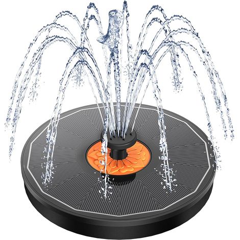 Fontaine Solaire 3.5W, Verre Extérieur Flottante Pompe Bassin Solaire Pas de Batterie, 7 Buses & 4 Tiges Fixes pour Bain d'oiseaux Aquarium Jardin Fontaine (Noir)