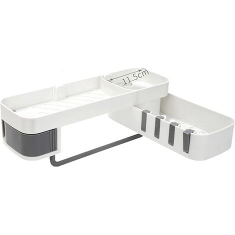 SHINING HOUSEÉtagère d'angle de salle de bain, organisateur de rangement rotatif pour salle de bain et cuisine, panier de douche avec crochet