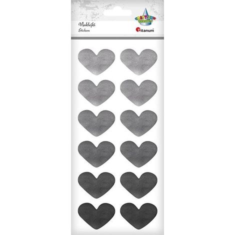 Autocollants en forme de cœur en feuille d'argent, 12 pièces.