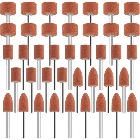 Jeu de 42 Meules Abrasives en Oxyde d'Aluminium Tige 1/8 Pouce pour Meulage Polissage Métaux (1/4)