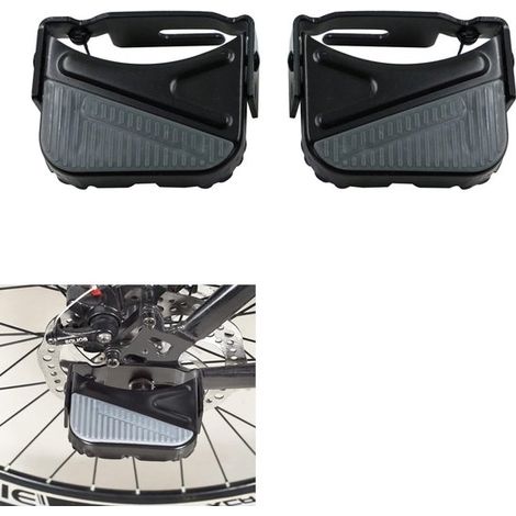 Pedales traseros plegables para bicicletas - Reposapiés universales para bicicletas de montaña y trekking - Negro (1/5)