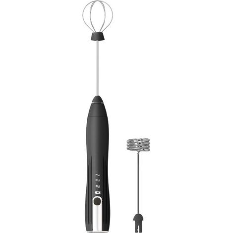 Mousseur à lait électrique, manuel, rechargeable par USB, pour café, chocolat chaud, noir (1/5)