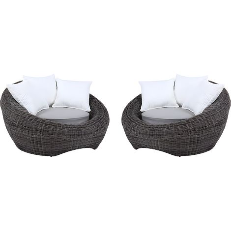 Sedia da giardino in Resina intrecciata Grigio - Lotto di 2 - - WHITEHEAVEN
