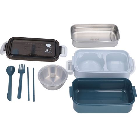 Boîte-repas isotherme en acier inoxydable 304, 2 niveaux empilables, 200ml, avec fermeture pliante - Idéale pour soupe et déjeuner