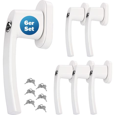 MONZANA® Poignée de fenêtre verrouillable à clés sécurité enfants poignée de sécurité pour fenêtre acier inoxydable 6x blanc