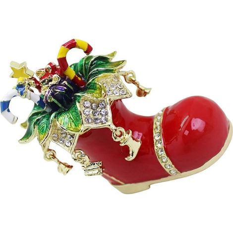 Weihnachtsstrumpfförmige Emaille-Schachtel, handgefertigte Weihnachtsdekoration für Zuhause, Büro, Partys und zur Aufbewahrung von Geschenken, mehrfarbig (1/5)