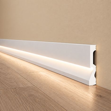 Battiscopa per LED squadrato Passacavo LUXURY QUALITY 100x18mm in POLIMERI - Polistrutturato (prezzo al metro)