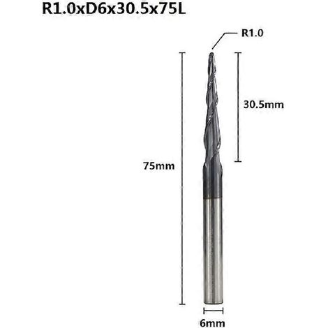 Fraise conique durable, 1 pièce, 2 dents, 30,5 mm x 6 mm, carbure (1/5)