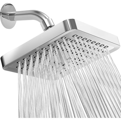 Doccia con vasca quadrata da 6 pollici con getto superiore zincato, soffione doccia booster con getto superiore (1/5)