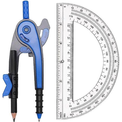 Geometrie-Set für Schüler: Zirkel und Geodreieck, unverzichtbar für Mathematik und Zeichnen, zufällige Farben (1/5)