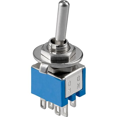 Interruptor de palanca miniatura, 2x um, 6 pines, carcasa azul, ideal para el bricolaje o el modelismo.