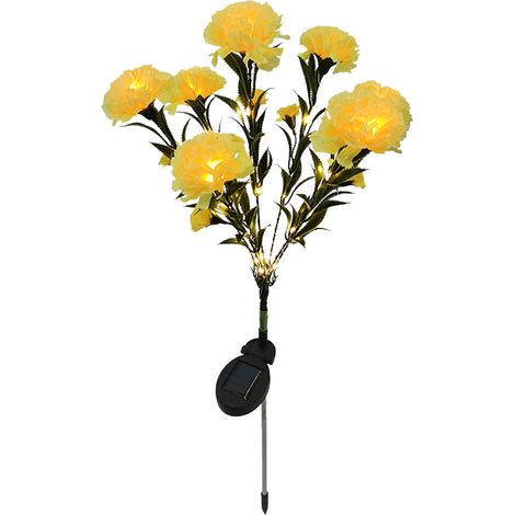 Ortviai Lampes solaires en forme de fleur de giroflée pour extérieur – jaune, 80 cm, étanche IP55 (1/5)