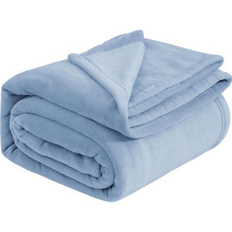 Couverture de canapé moelleuse et douce (1 pièce) - Couverture de canapé douce, chaude et légère pour canapé/lit/fauteuil, couverture en flanelle polaire, 45 x 65 cm, bleu ciel (1/5)