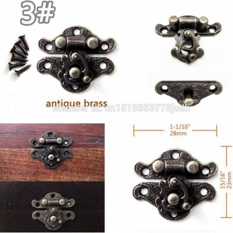 12x laiton antique no4 Verrou à loquet en cuir pour coffre à bijoux, 4-6-12 pièces, boîte à bijoux décorative (1/4)