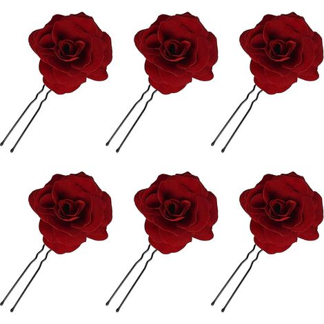 6-teiliges Haarspangen-Set mit Blumen für Damen, rosafarbene Blumen-Haarspangen für die Hochzeit, Flamenco-Tänzerin-Haarspange, handgefertigtes Hochzeitsaccessoire (1/5)
