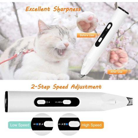 Tondeuse pour chien et chat, silencieuse, rechargeable par USB, avec lampe LED et UV, rasoir pour poils, pattes, oreilles, yeux et visage des animaux domestiques (1/4)