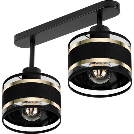 Plafoniera nera con paralumi, in metallo industriale, 2xE27, illuminazione LED moderna per soggiorno, cucina, camera da letto, cameretta dei bambini, loft (1/5)