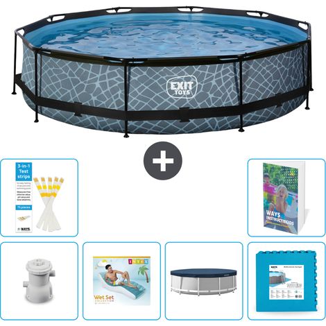 Exit Pool Rund - Steinoptik - 360x76 cm - 7-teilig S311