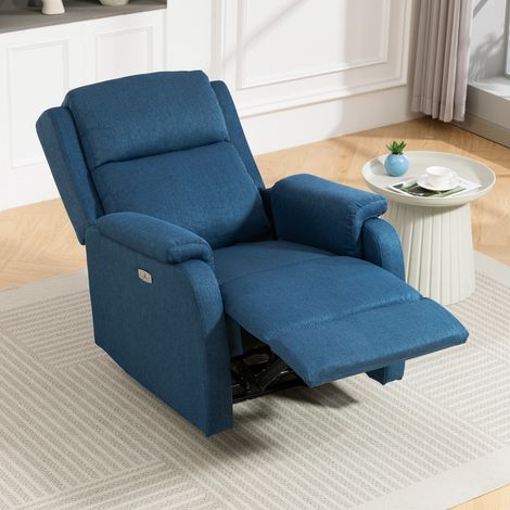 Elektrischer Relaxsessel mit Fußstütze, Bezug in Leinenoptik, 79 x 90 x 106 cm, Dunkelgrau (1/5)