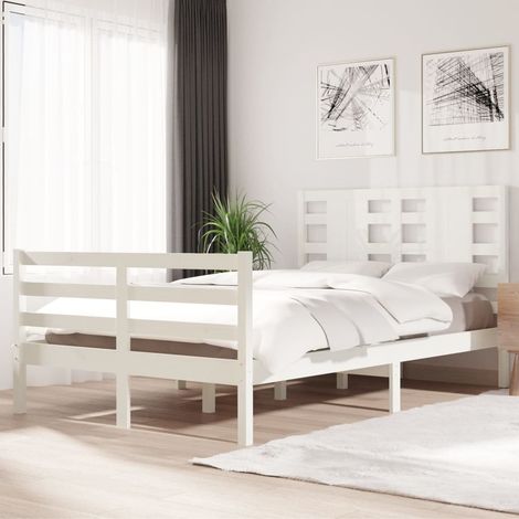 Bed Frame without Mattress White 120x200 cm Solid Wood Pine vidaXL (1/5)