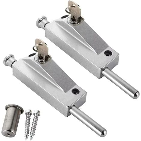 Glastürschlösser aus Aluminiumlegierung, Bodenschloss, Sicherheits-Diebstahlschutzschloss, Drehtürriegel, für Badezimmer, Toilette, Laden, rahmenlose Glastüren, 2 Stück (silber) (1/4)