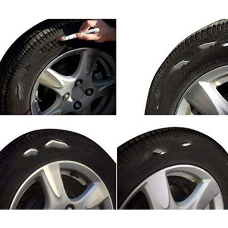 Marqueur peinture caoutchouc permanent imperméable pour pneus voiture, stylo retouche gomme noire, résistant eau, usage extérieur, kit 1 pièce (1/5)