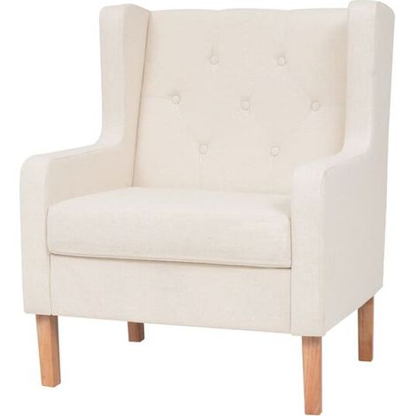 Fauteuil en tissu blanc cassé (1/5)