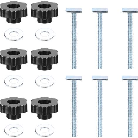 Stück T-Schrauben für Aluminiumschienen M8 x 100 mm, T-Schrauben mit Sterngriff M8, Edelstahl für T-Nut-Schienen, T-Profile, Holzbearbeitung und Tischkreissägen