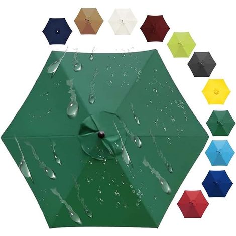 Auvent De Remplacement Pour Parasol, 2 M/2.7 M/3 .0 M, 6 Baleines/8 Baleines, Tissu De Rechange Pour Parasol, Toile De Rechange Pour Parasol Remplacez L'ancien Auvent Auvent De Rechange(Deep Green,6 r (1/5)