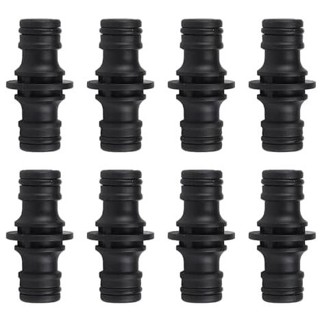 8 Pièces Double Connecteur de Tuyaux, raccord Tuyau d'arrosage pour Le Lavage Voiture et connecter Tube (Noir) -