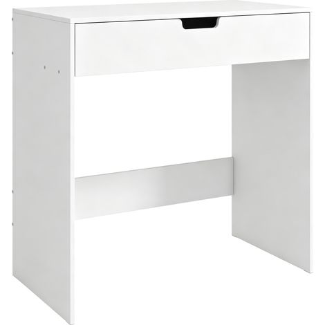 Coiffeuse avec tiroir - 75 x 40 x 75 cm, blanc - Table de maquillage moderne - Pour chambre à coucher - Design compact et élégant - Gain de place (1/5)