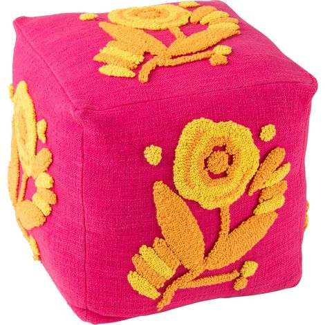 Pouf Fleur en Coton "Levi" 40cm Rose (1/4)