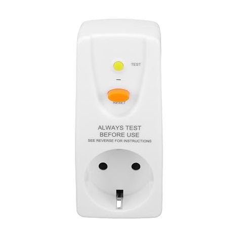 Enchufe con interruptor diferencial Decdeal de 16 A con apagado automático, protección contra fugas y seguridad, apto para electrodomésticos y herramientas (blanco). (1/5)