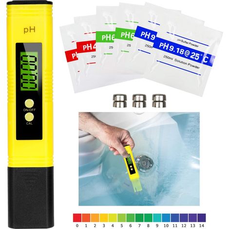 Misuratore di pH digitale, tester di qualità dell'acqua LCD, intervallo di misurazione 0-14 pH, precisione 0,01 pH per acquari e piscine