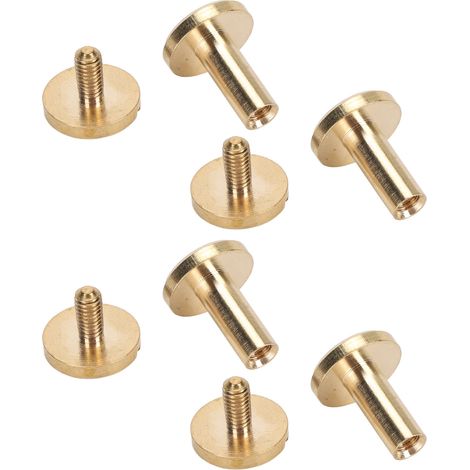 50er-Set Rundnieten mit flachem Kopf aus Messing, Schlitzschrauben, für Gürtel, Taschen, Geldbörsen, Schuhe, Jacken, Leder und Stoff, 10 x 8 mm / 0,39 x 0,31 Zoll (1/5)