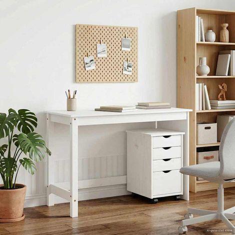 vidaXL Ensemble bureau et armoire 2 pc Blanc Bois de pin massif (1/5)
