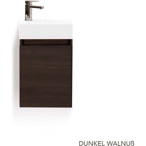 Gäste-WC Badmöbel Waschbecken mit Unterschrank Handwaschbecken:Walnuß dunkel, ohne Spiegel (1/4)